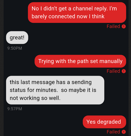 meshcore delivery failed